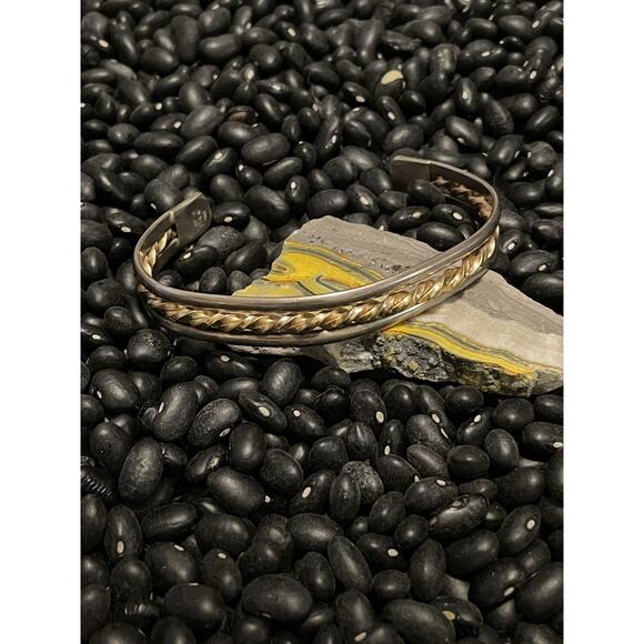 Sterling Silver HARRY’S Sterling & 14k Gold Filled Twisted Braided Cuff Bracelet - Picture 2 of 9